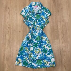 Lilly Pulitzer blue and green floral dress with back cutout Size S